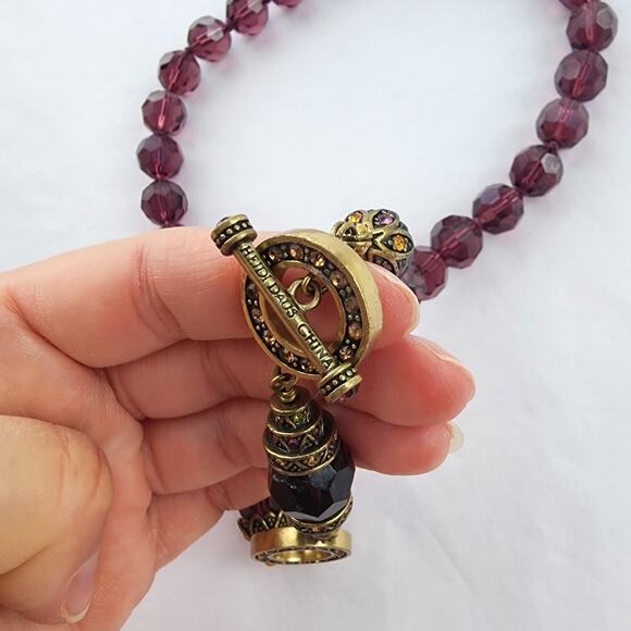 HEIDI DAUS Long Purple Crystal Beaded Formal Necklace Retired 24" Layering - Picture 3 of 8